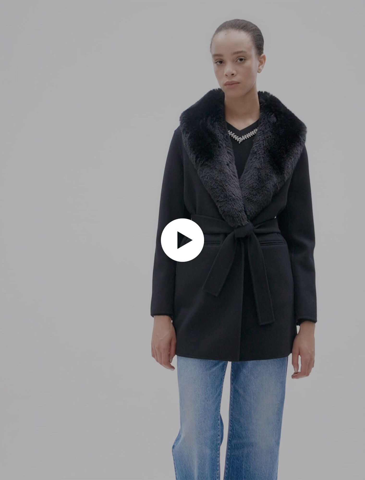 Double-faced mid-length coat