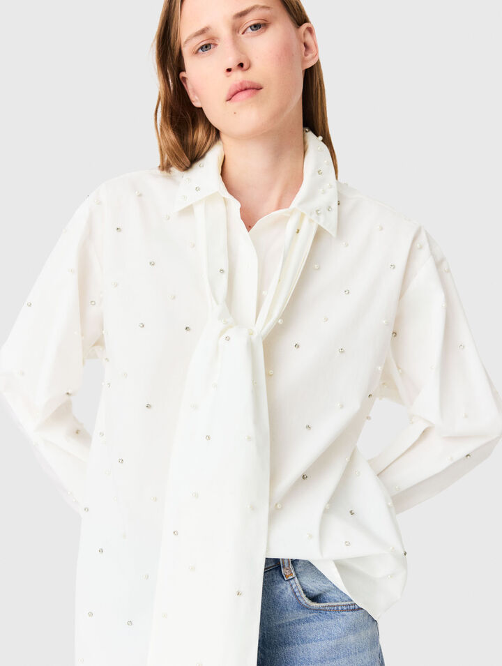 Rhinestone shirt with tie