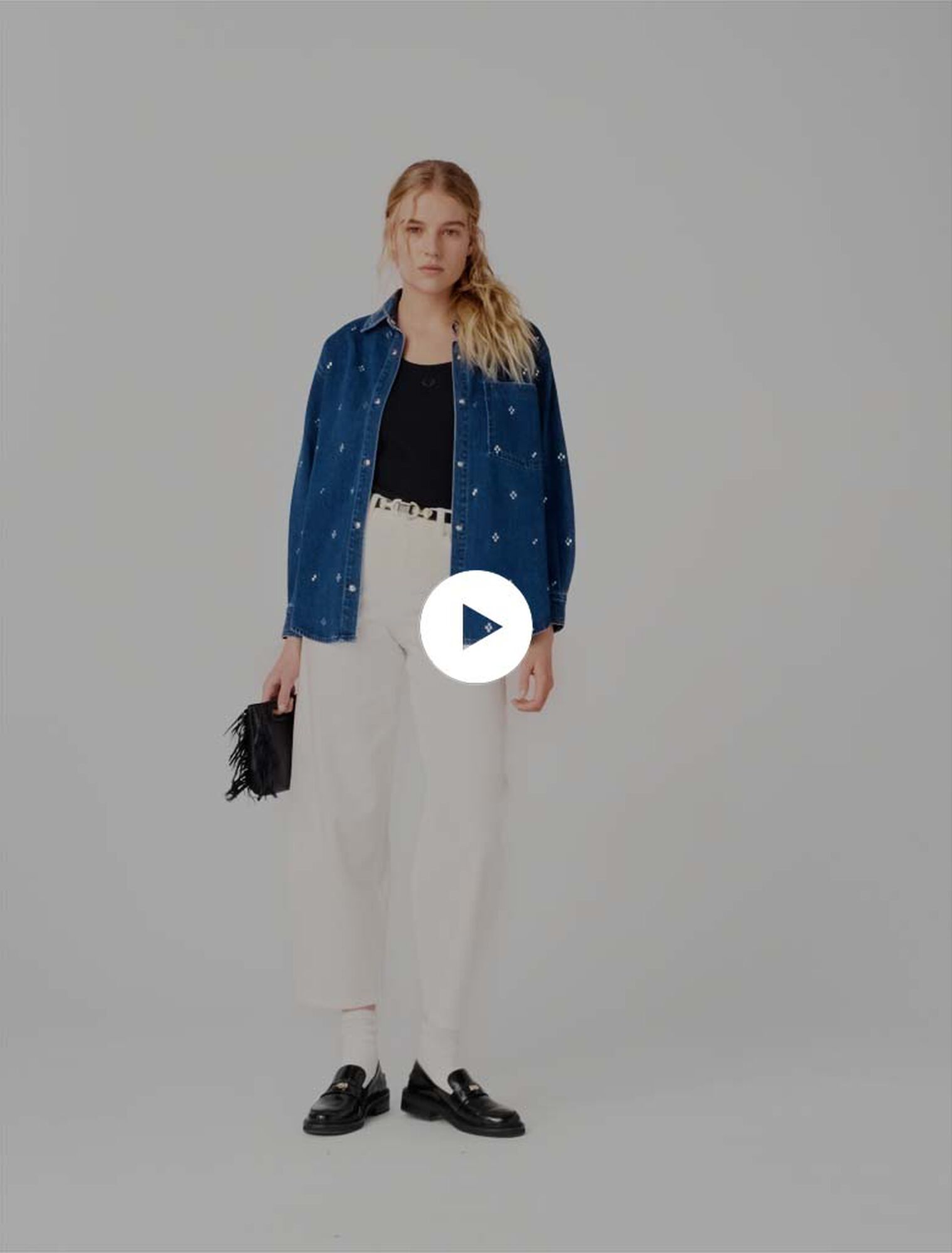 Rhinestone denim shirt