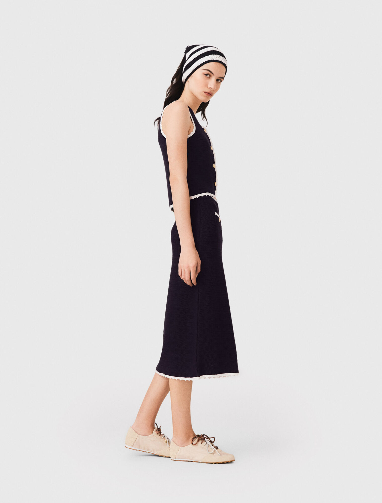 Midi skirt with crochet trim