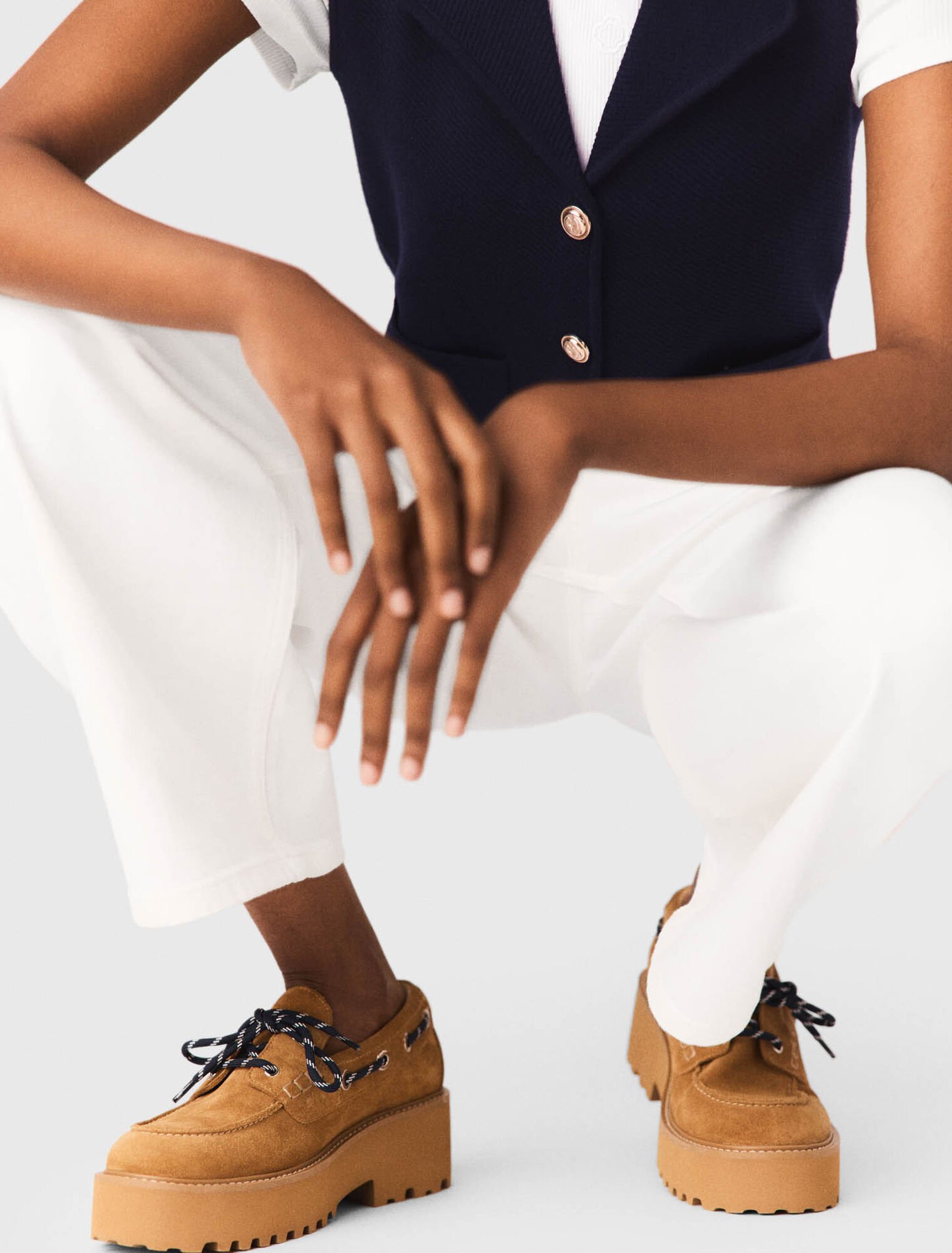 Suede platform boat shoes