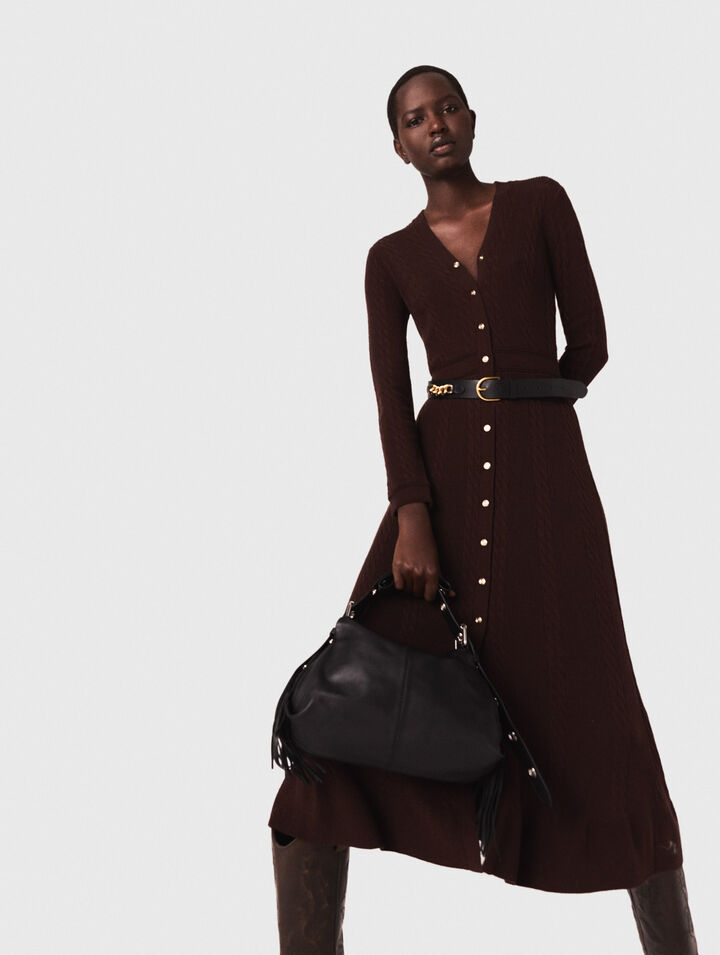 Knit maxi dress with buttons