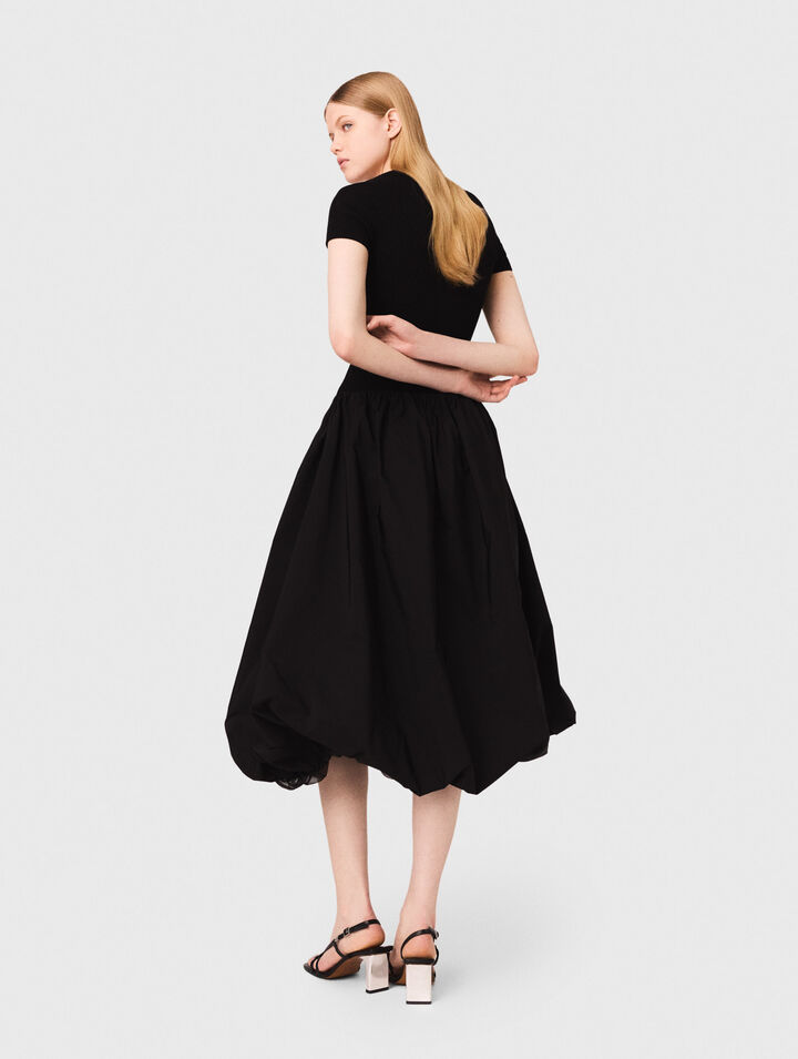 Long mesh and taffeta dress