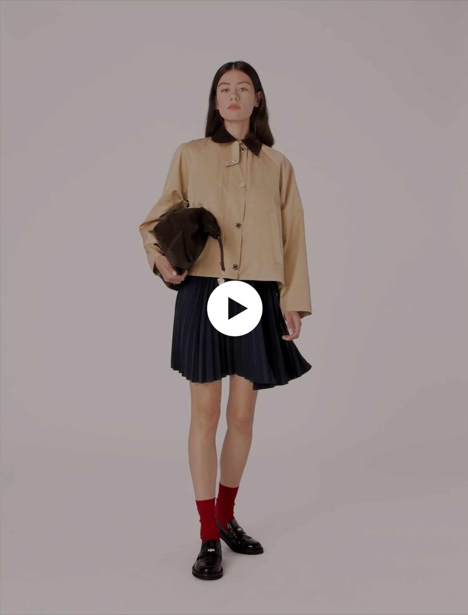 Trapeze jacket with contrast collar