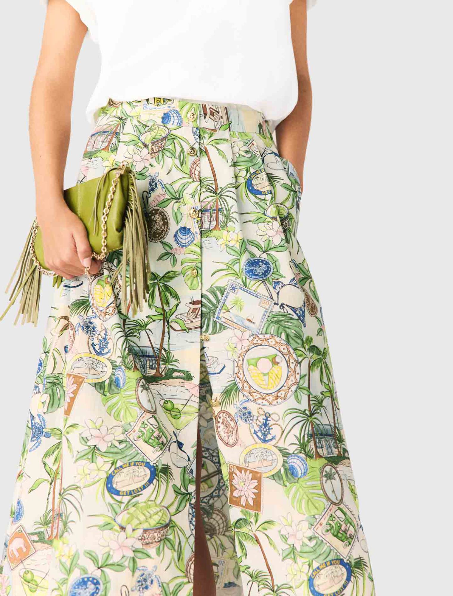 Printed maxi skirt with shorts
