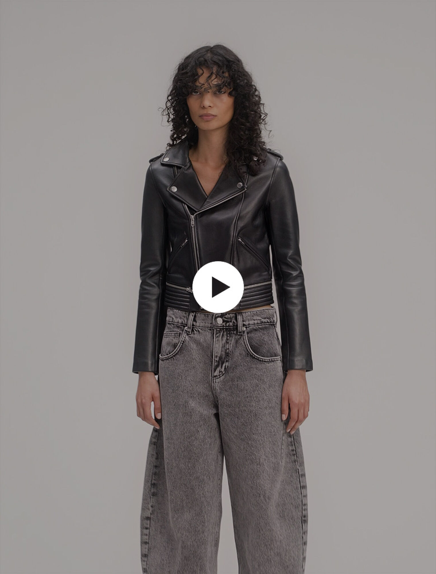 Leather biker-style jacket