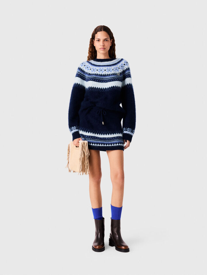 Short jacquard knit skirt