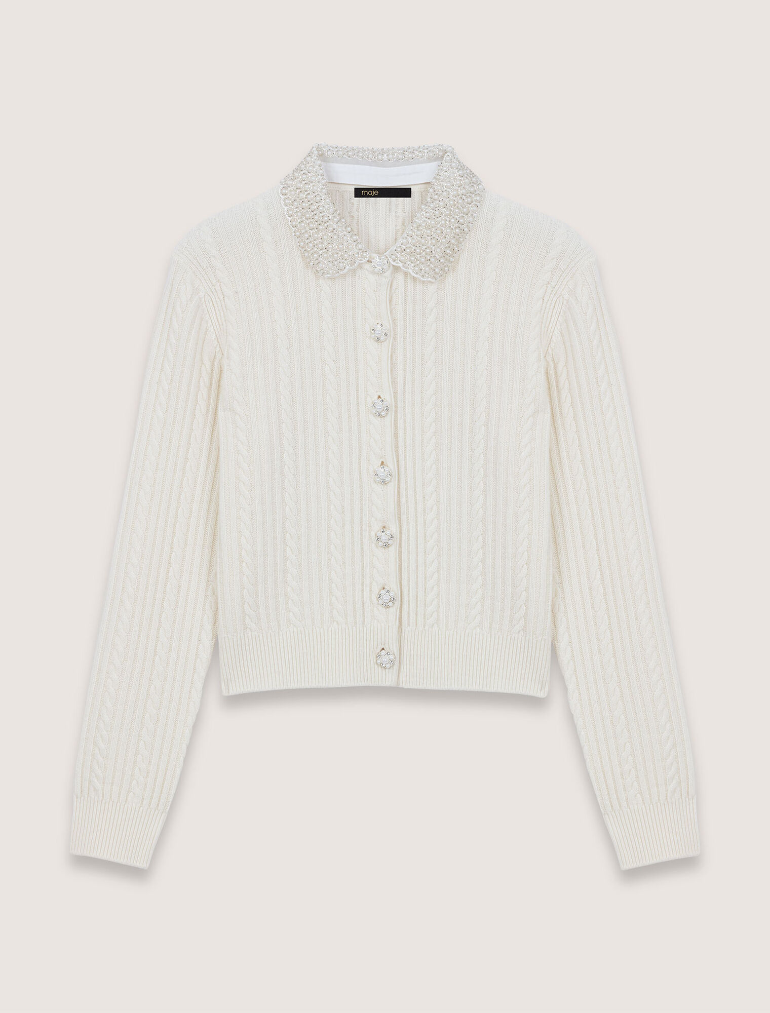 Knit cardigan with removable collar