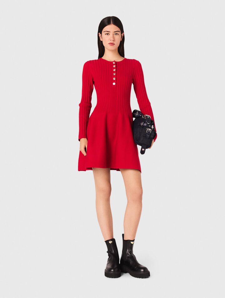 Knit dress with flared skirt