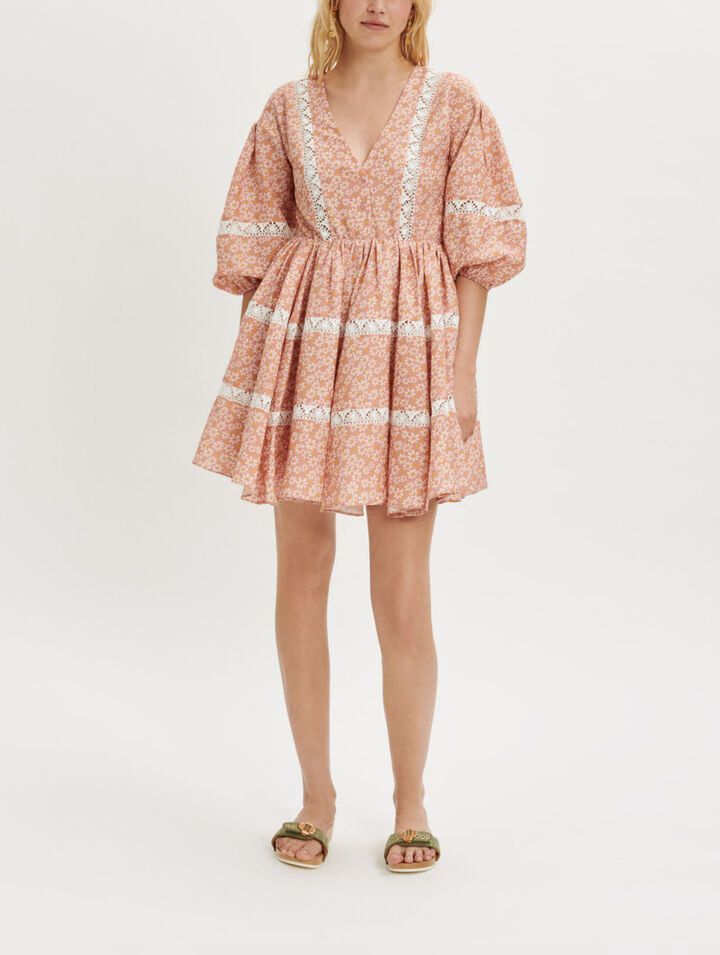 Printed lace braid dress