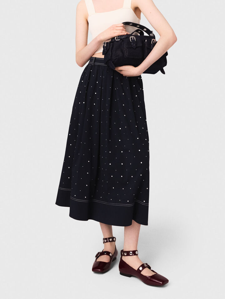 Long studded cotton skirt