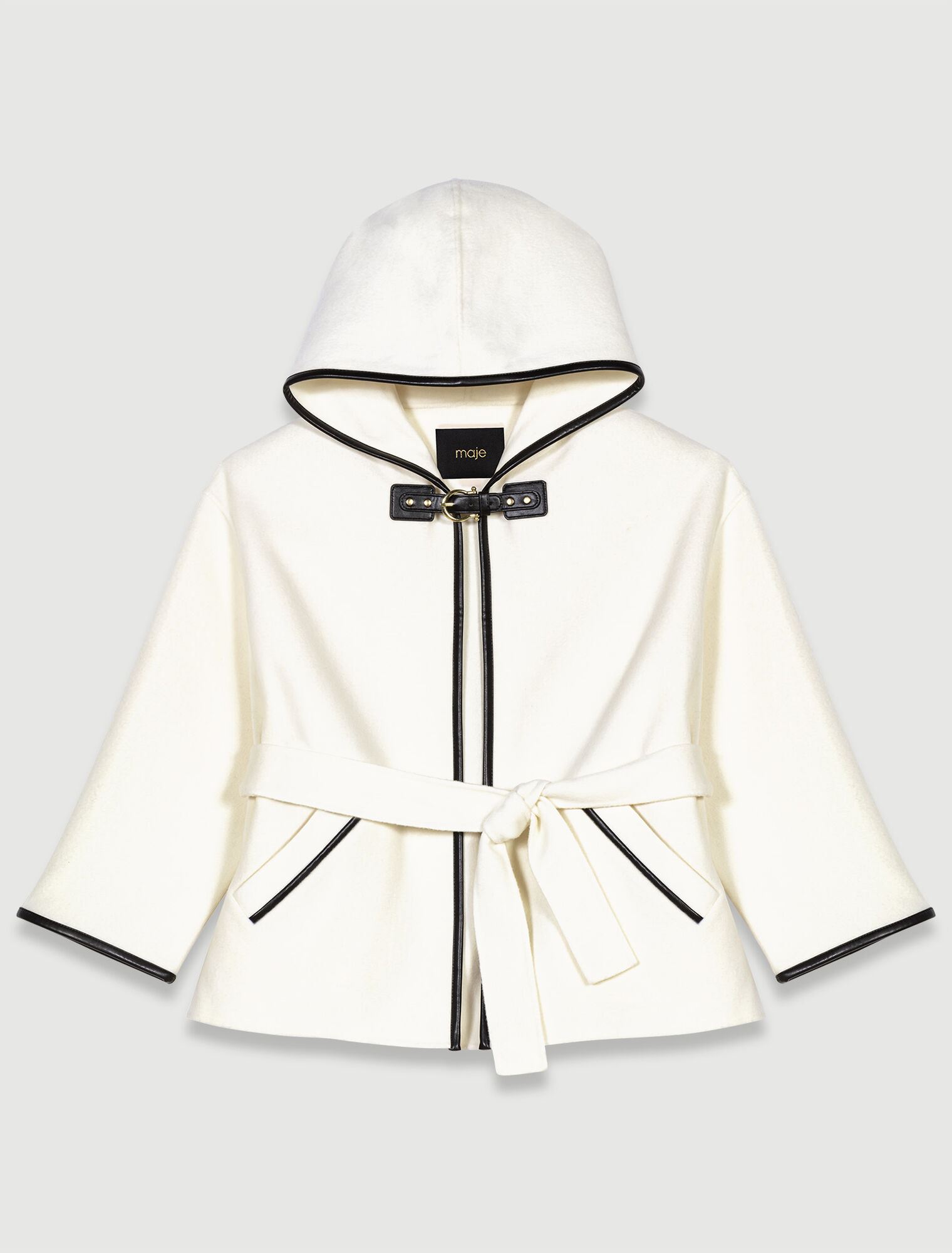 Cape-style wool coat