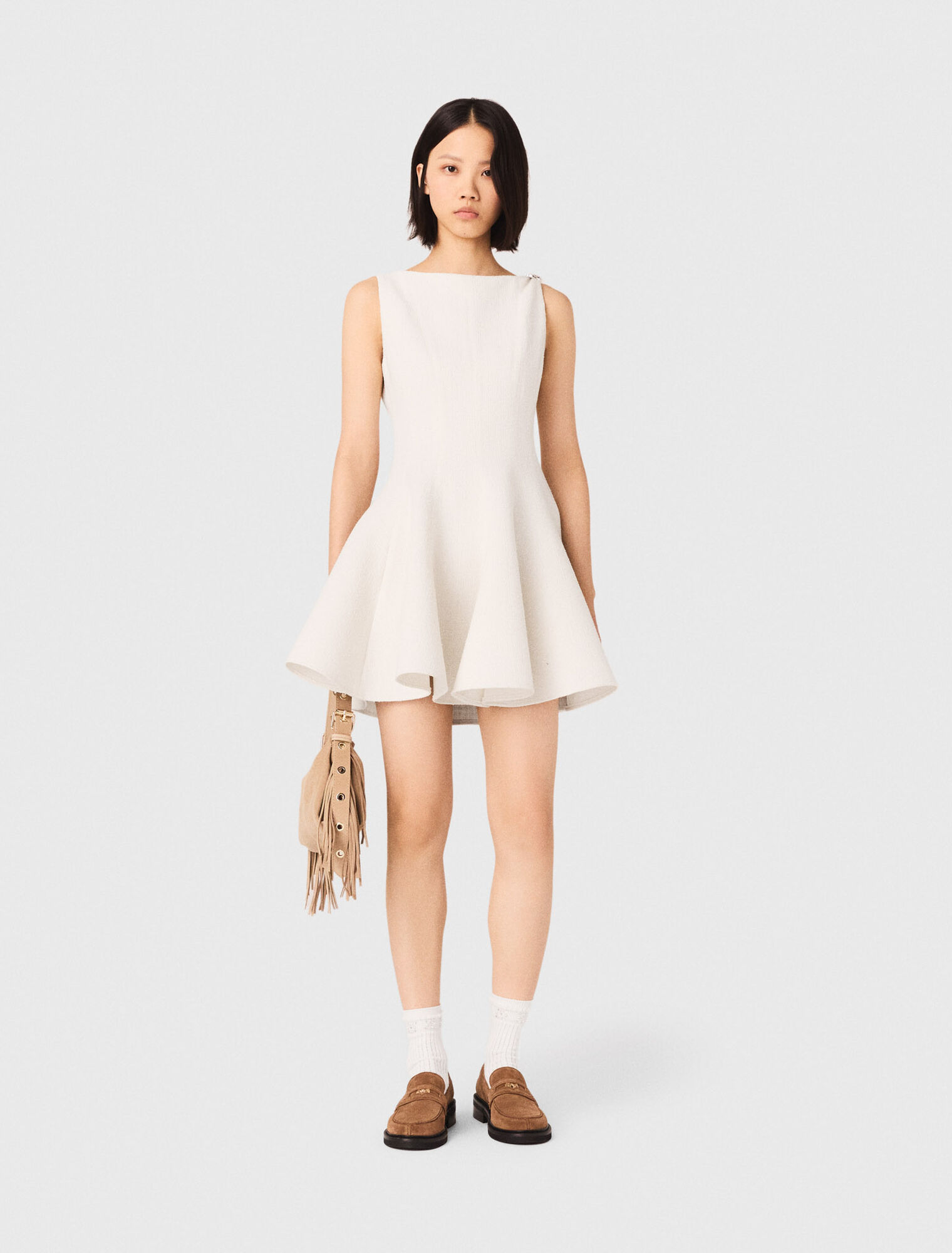 Short flared tweed dress