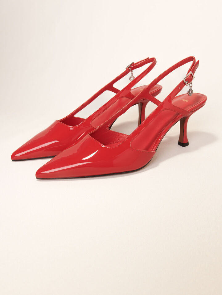 Patent leather slingback pumps