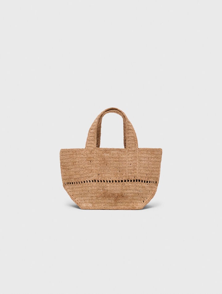 Natural raffia mini shopping bag