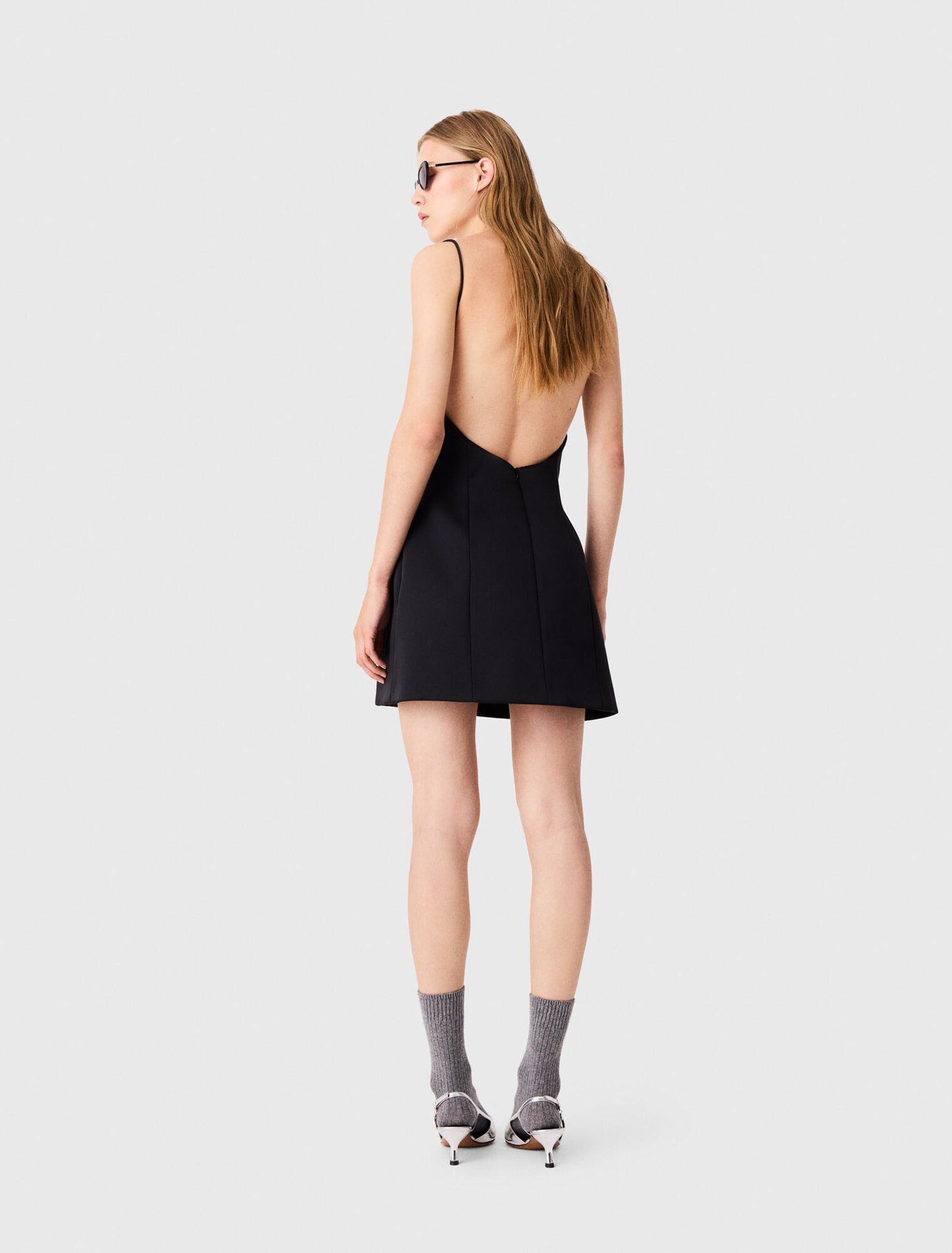 Short backless satin dress