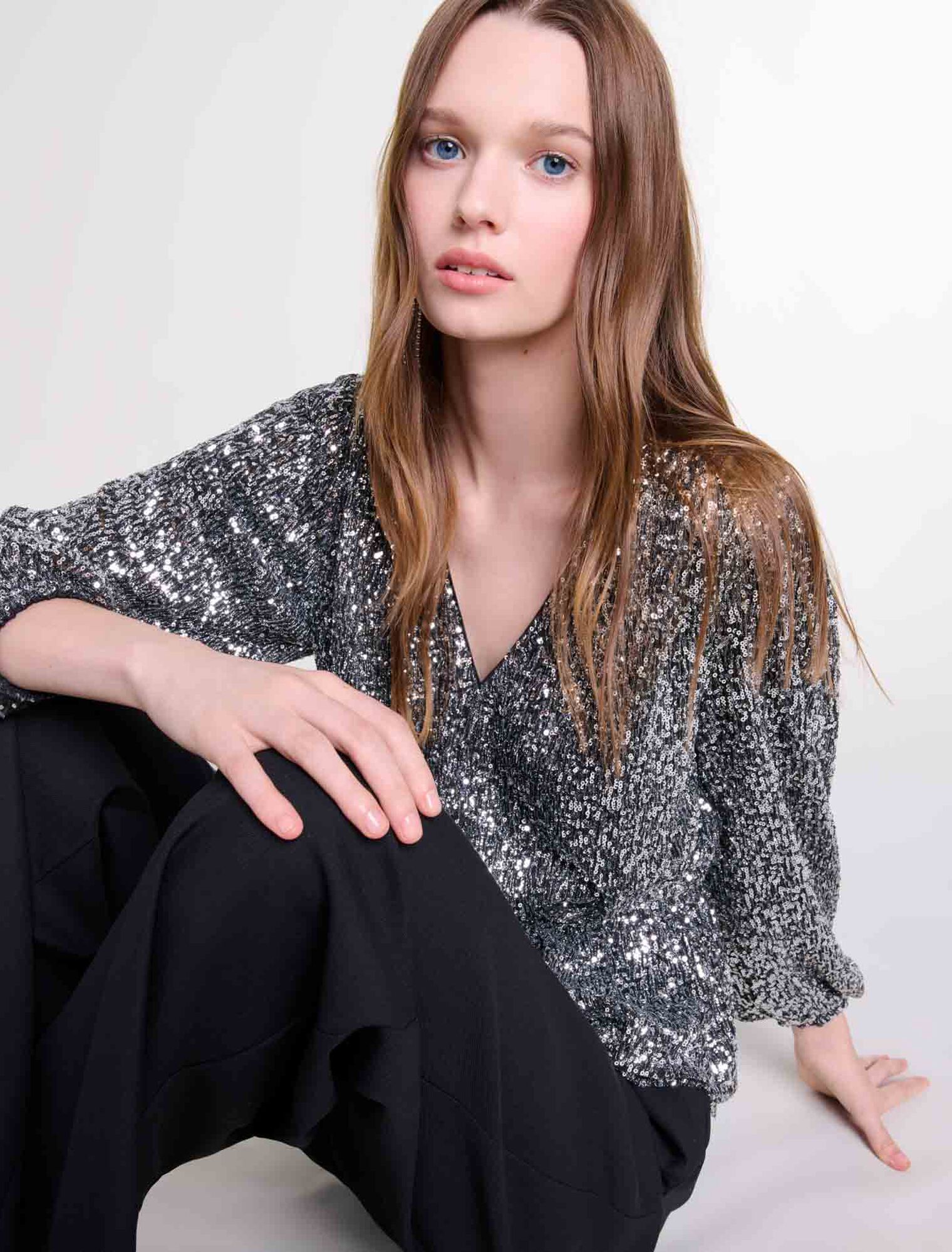 Smocked sequin top