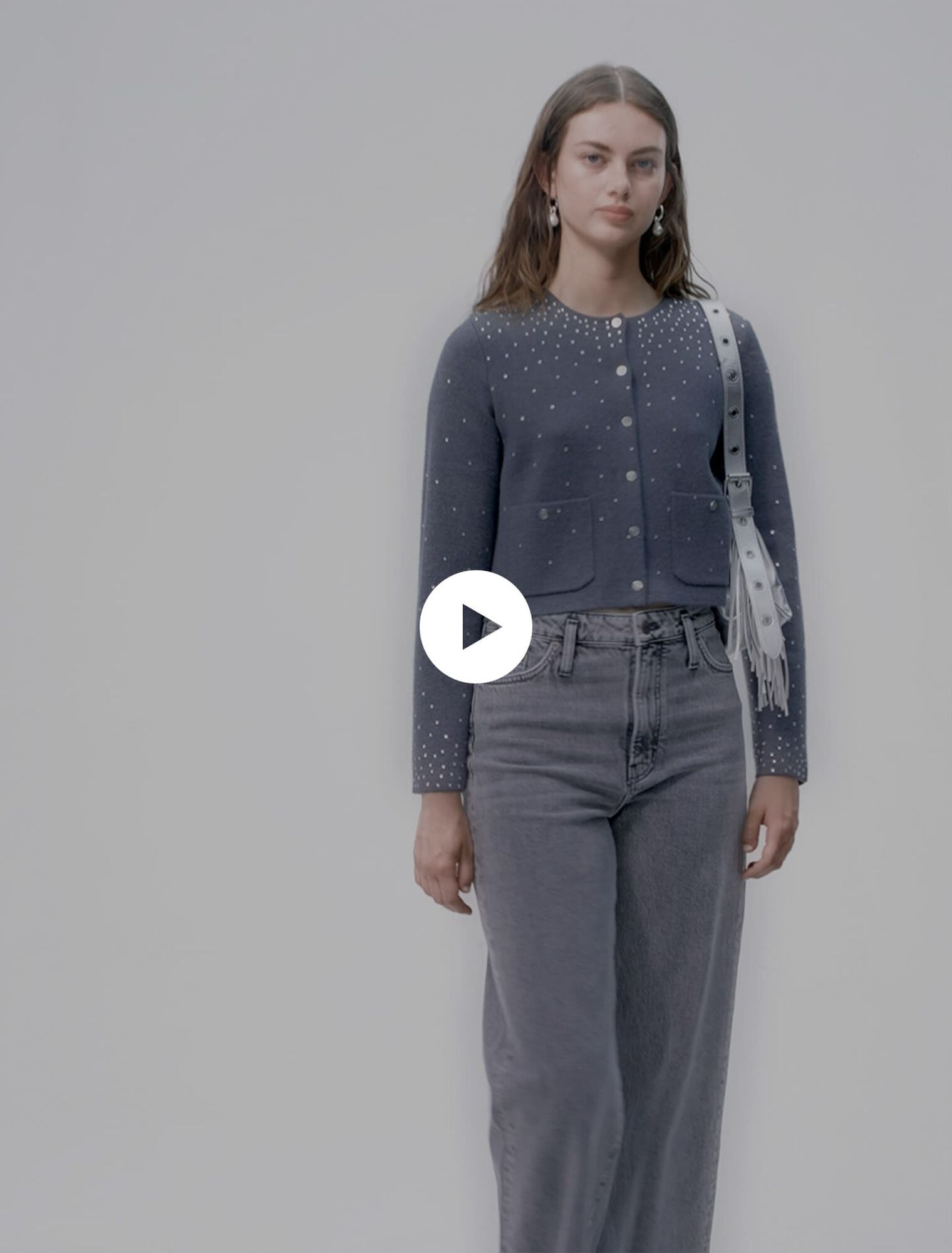 Knitted jumper with rhinestones