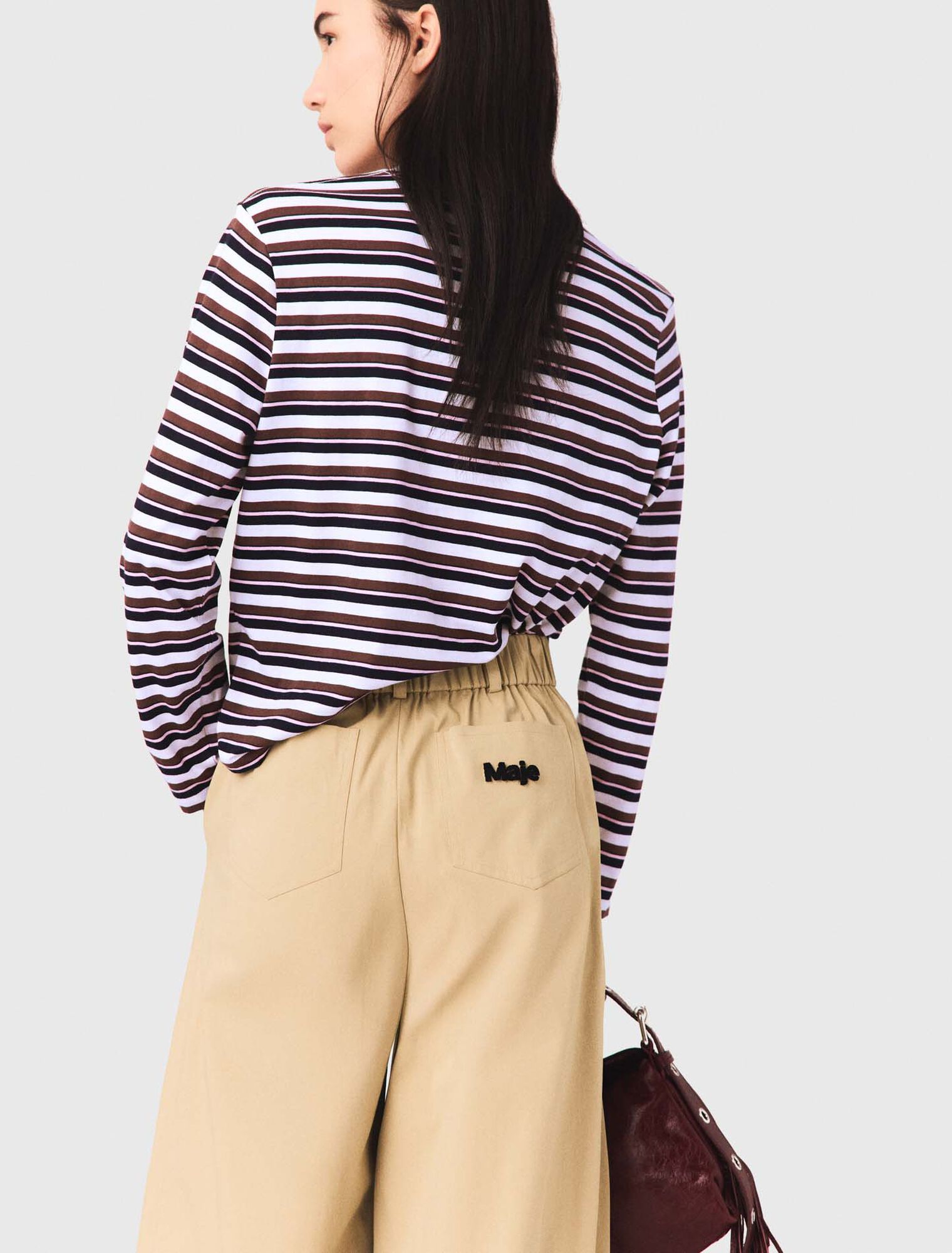 Wide-leg cotton trousers