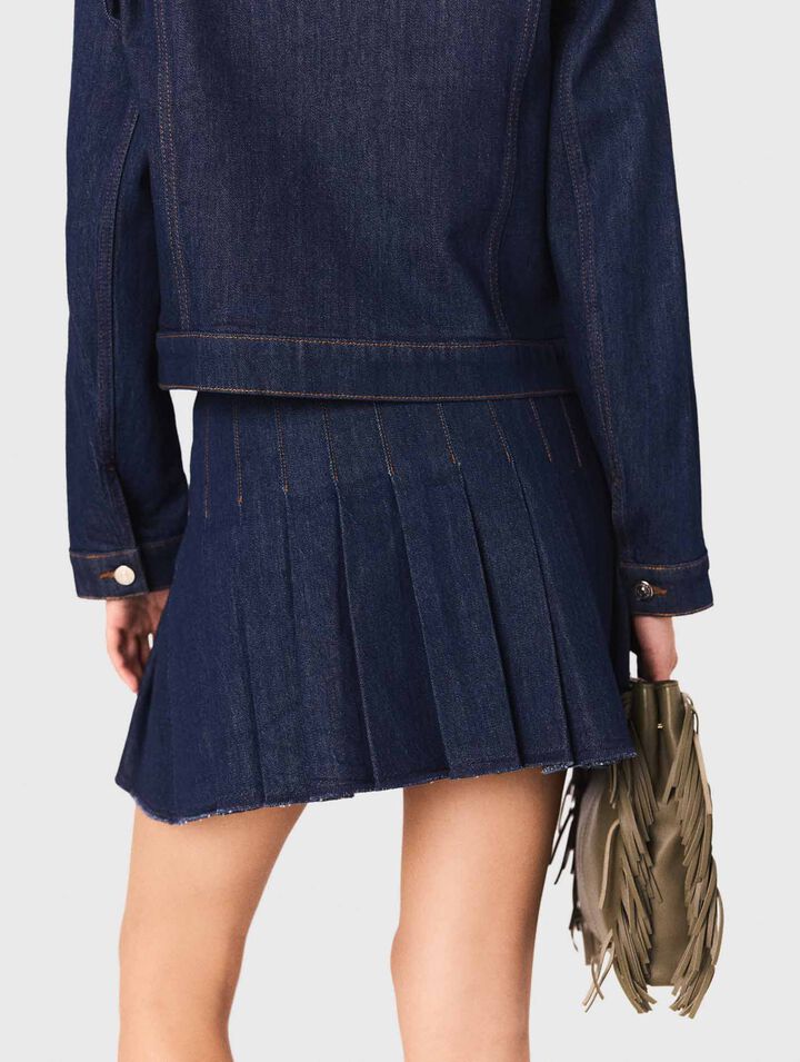 Short denim skirt with lining