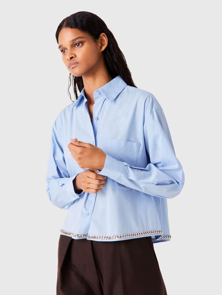 Cropped shirt with chain trim