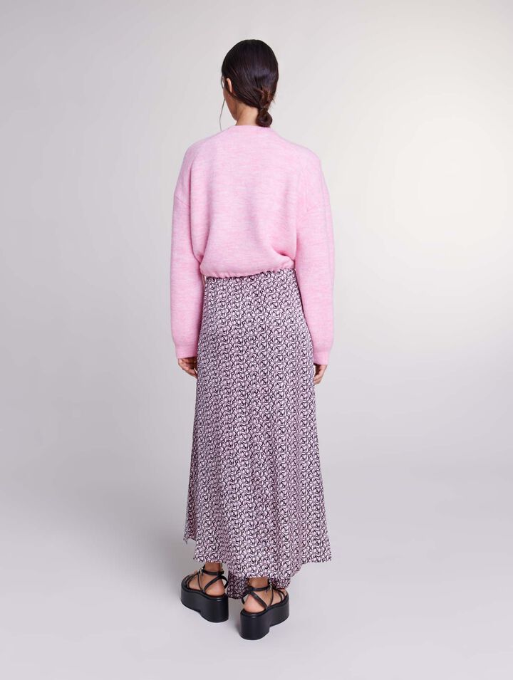 Cropped knit jumper with drawstring