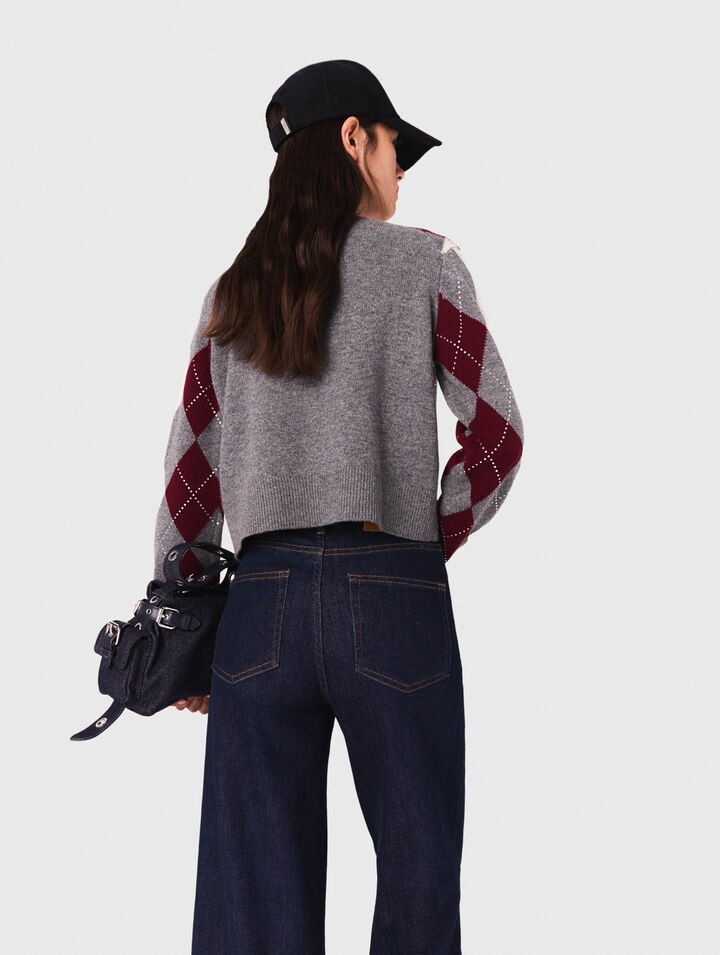 Cropped argyle jumper