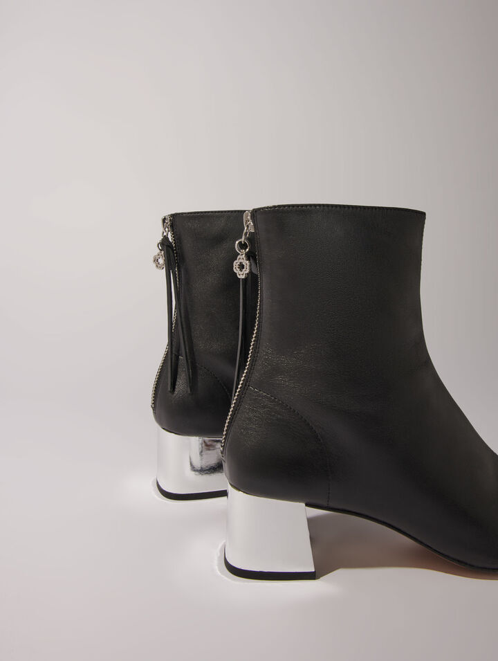 Square-toed leather boots