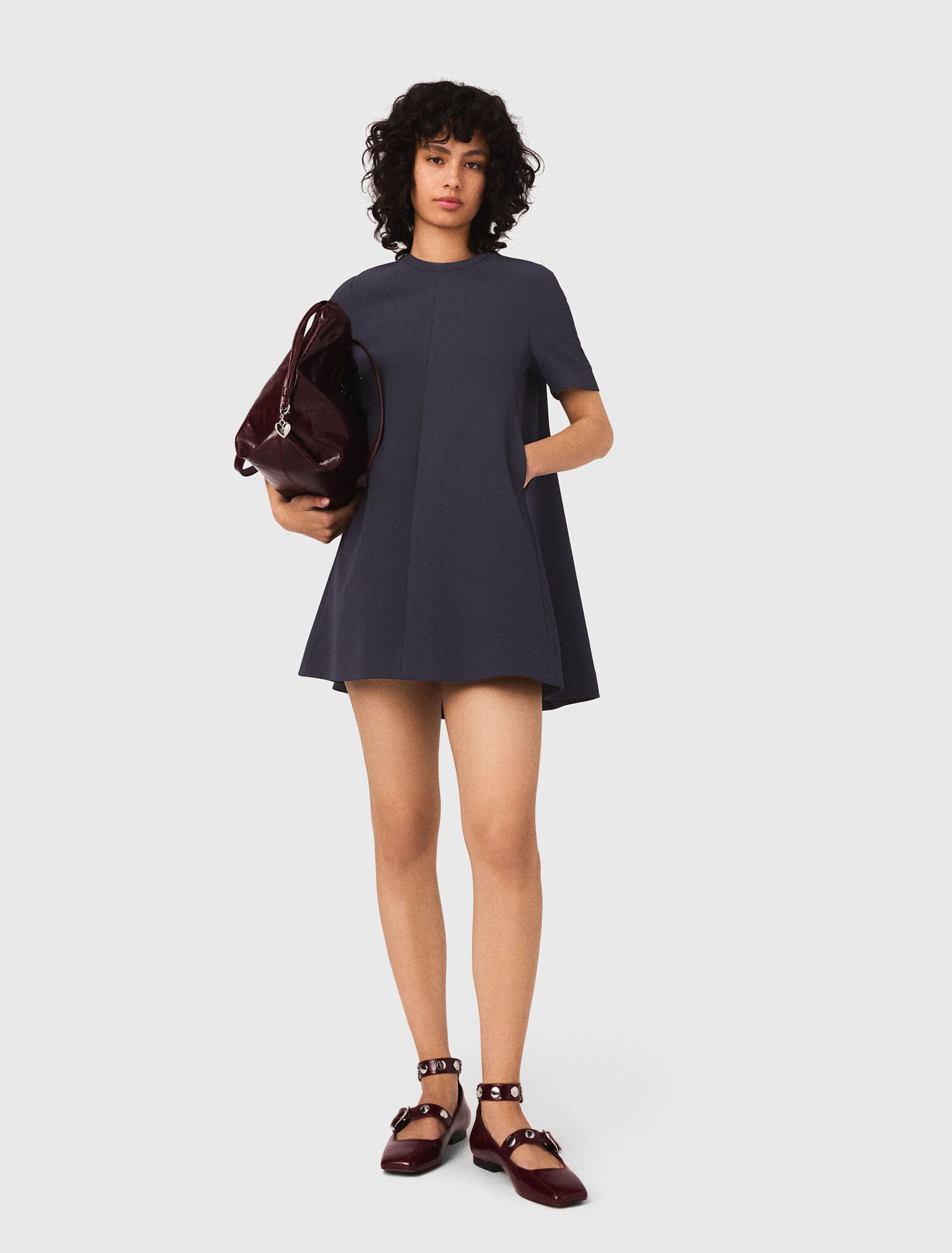 Heavy crepe trapeze dress
