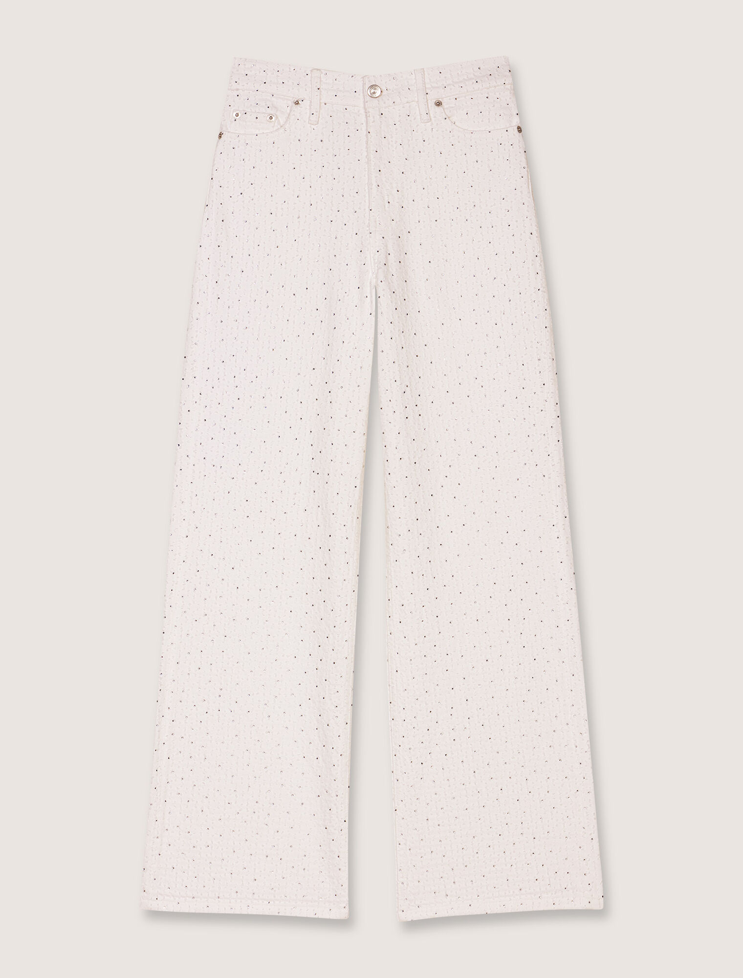 Wide-leg rhinestone jeans