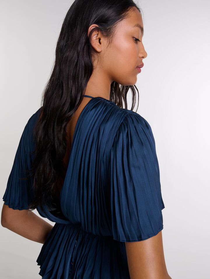 Pleated short-sleeved top