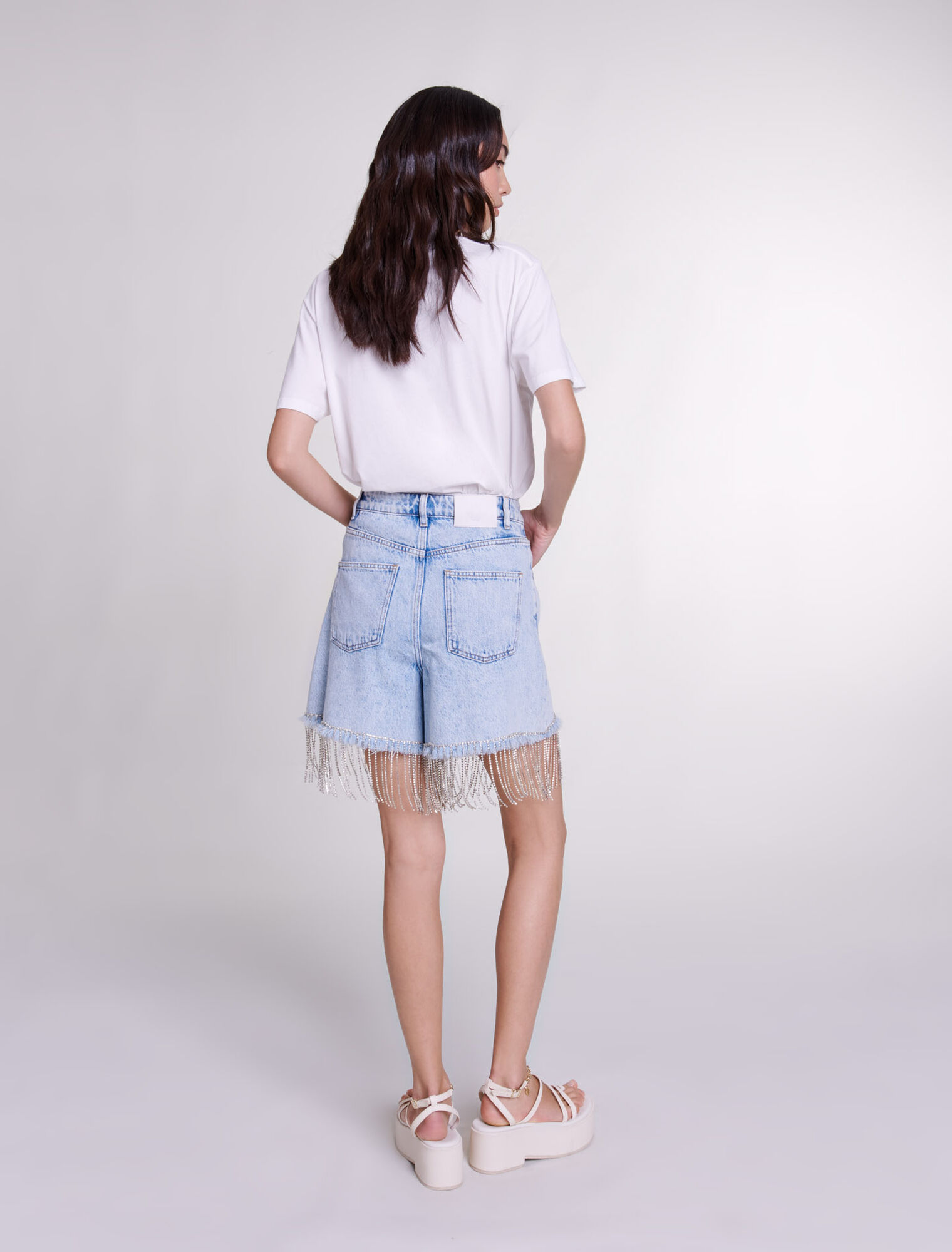 Rhinestone denim shorts