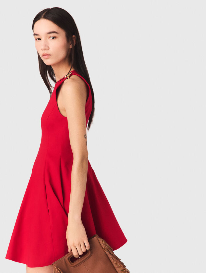 Short flared linen-blend dress