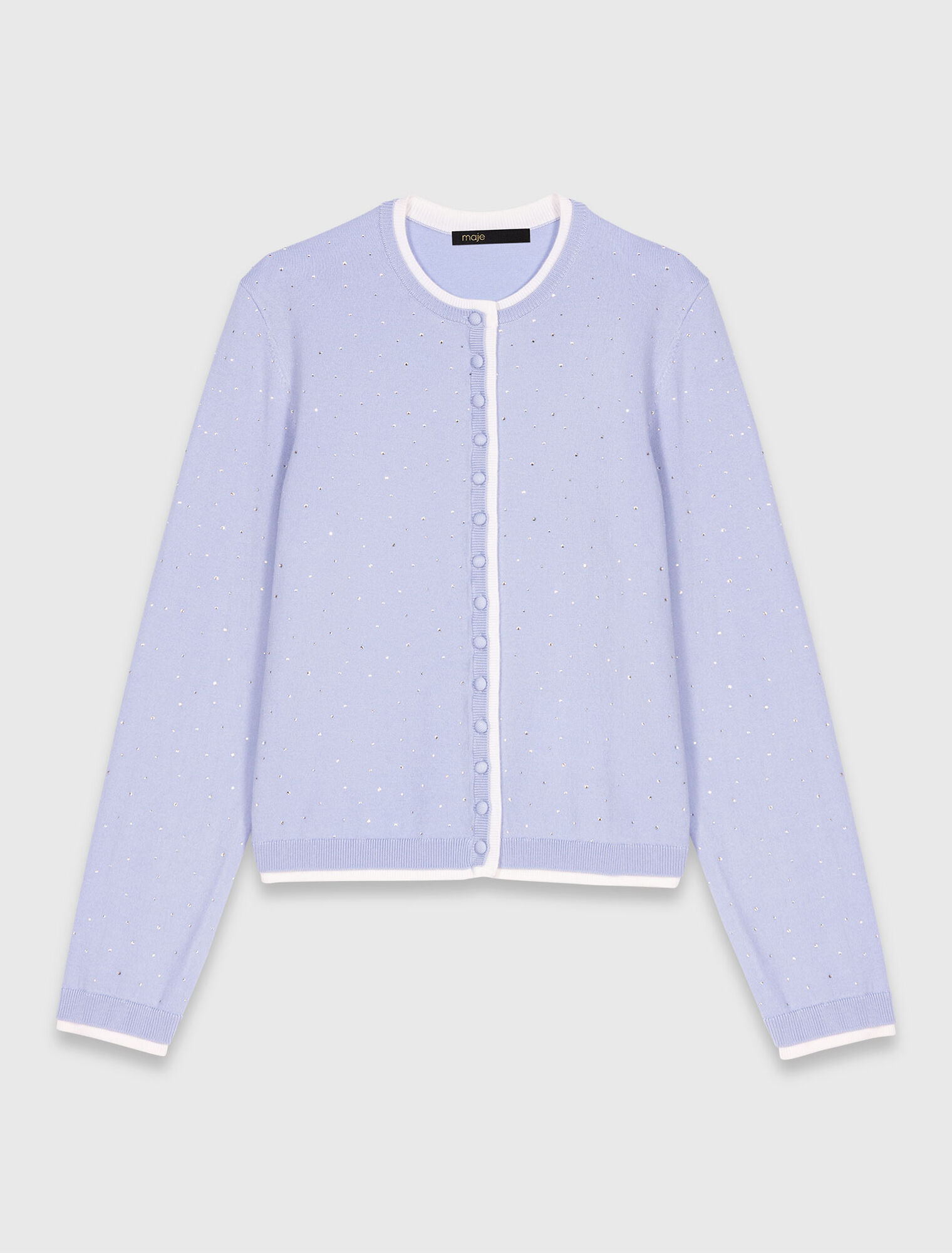 100% wool cardigan with rhinestones