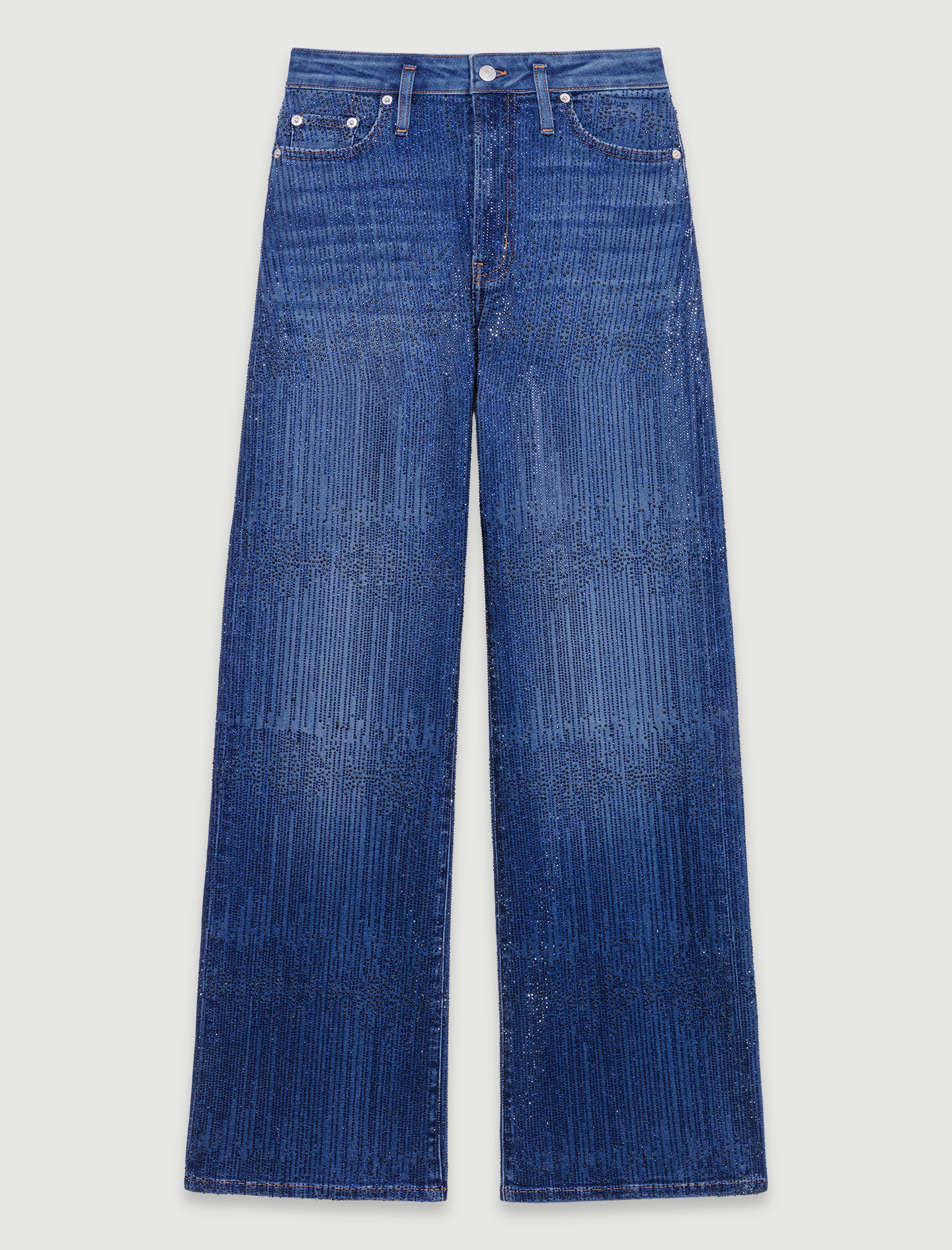 Rhinestone jeans - High waist jeans | Maje