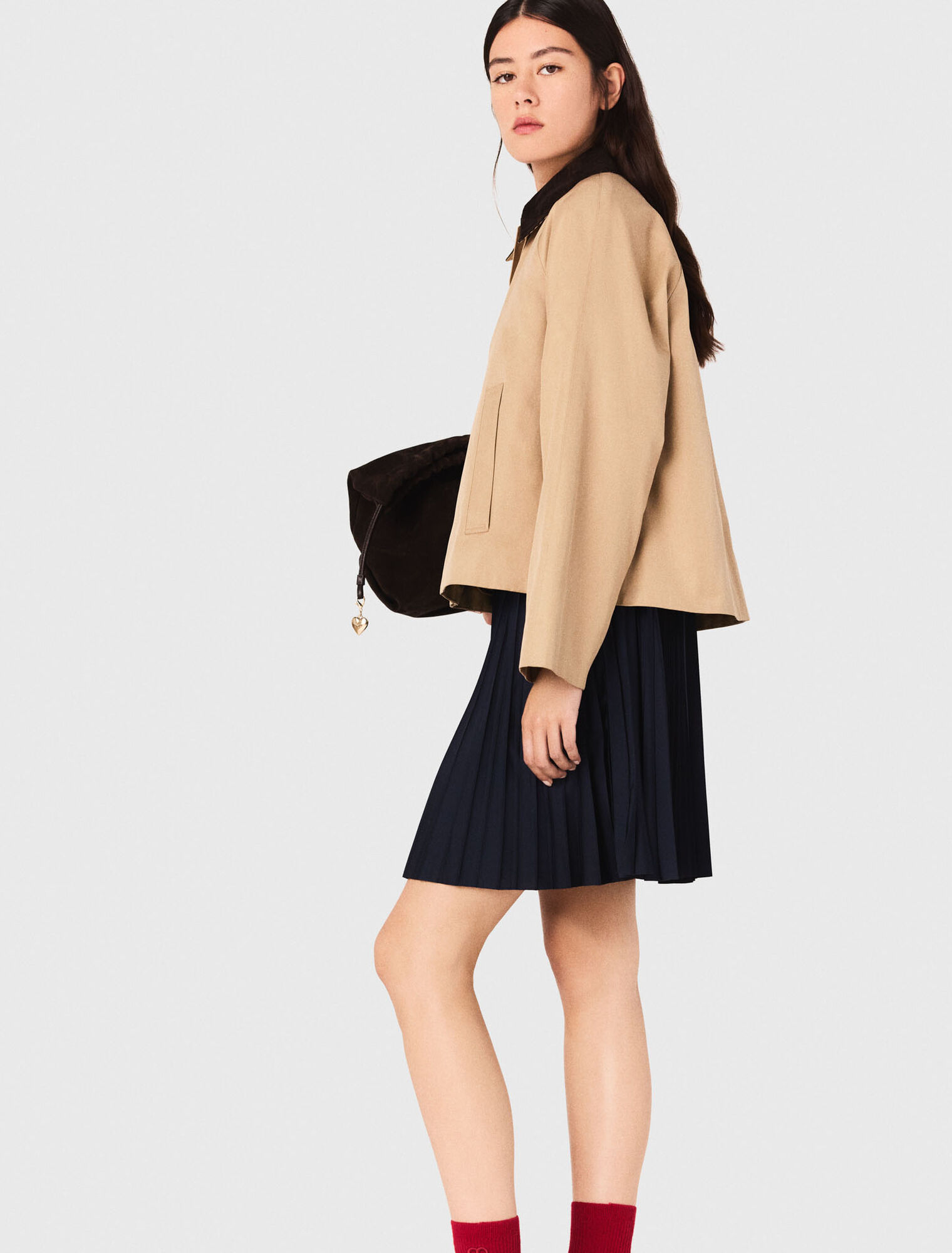 Trapeze jacket with contrast collar