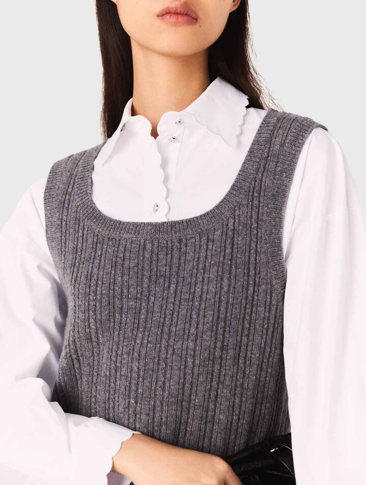 Knit top with removable shirt