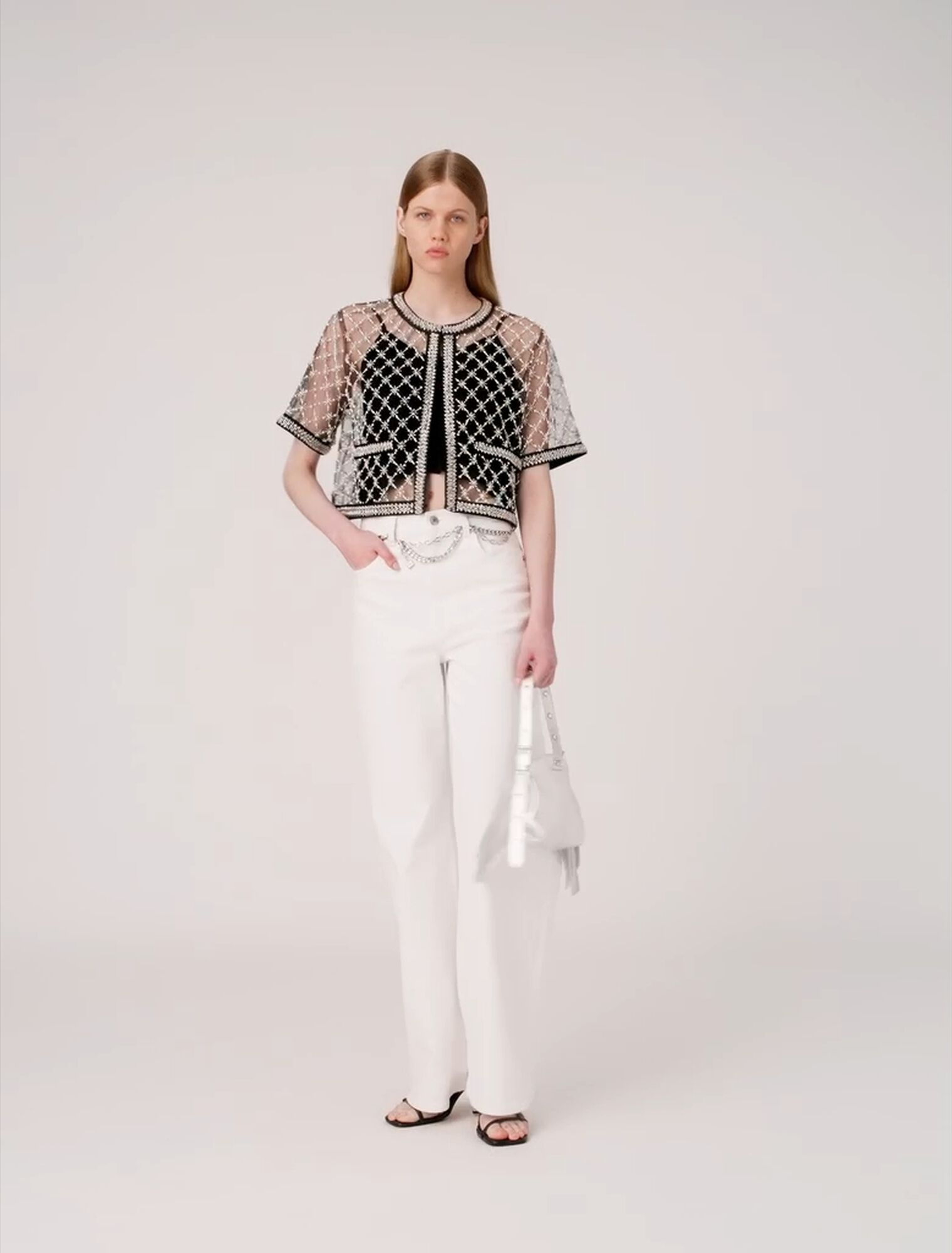 Embroidered tulle top