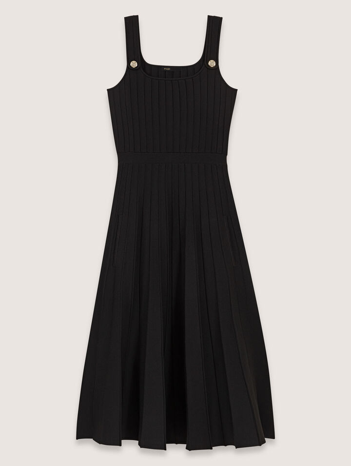 Pleated knit midi dress