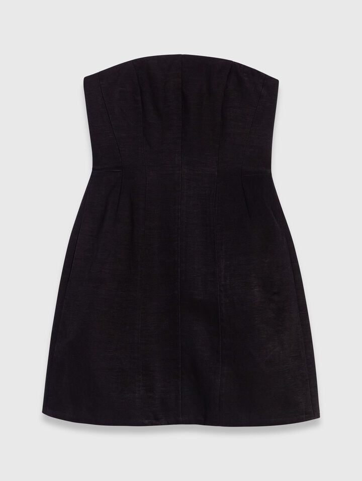 Short strapless linen dress