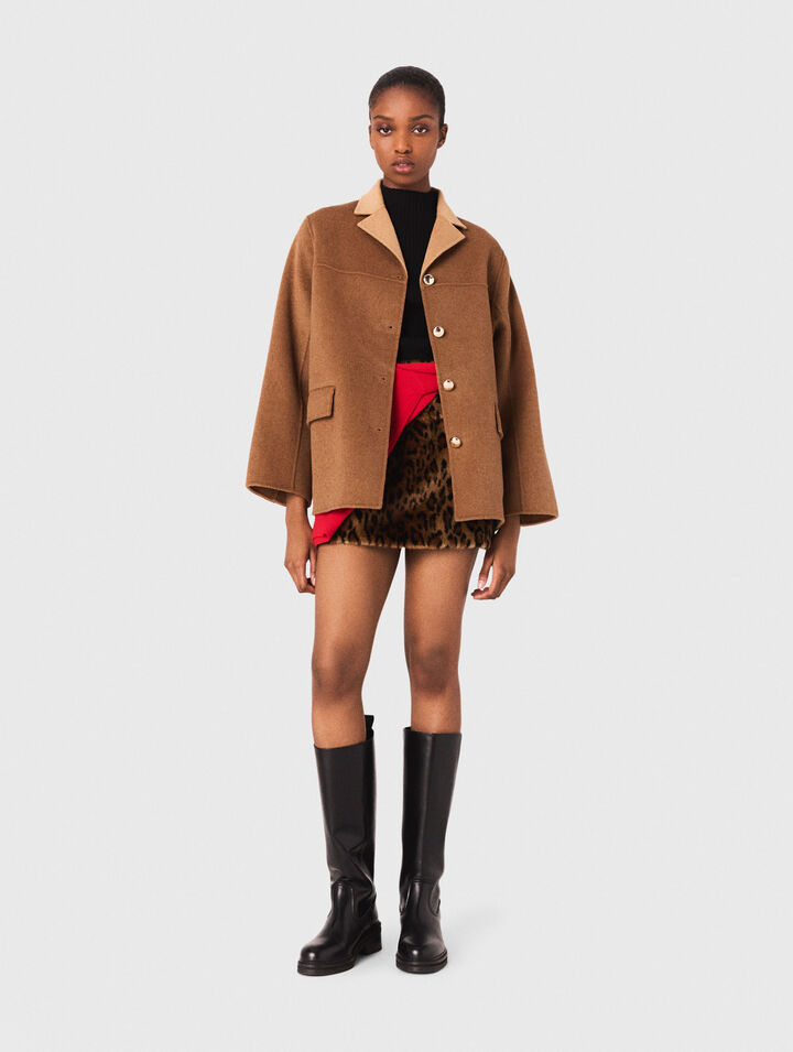 Double-faced mid-length coat