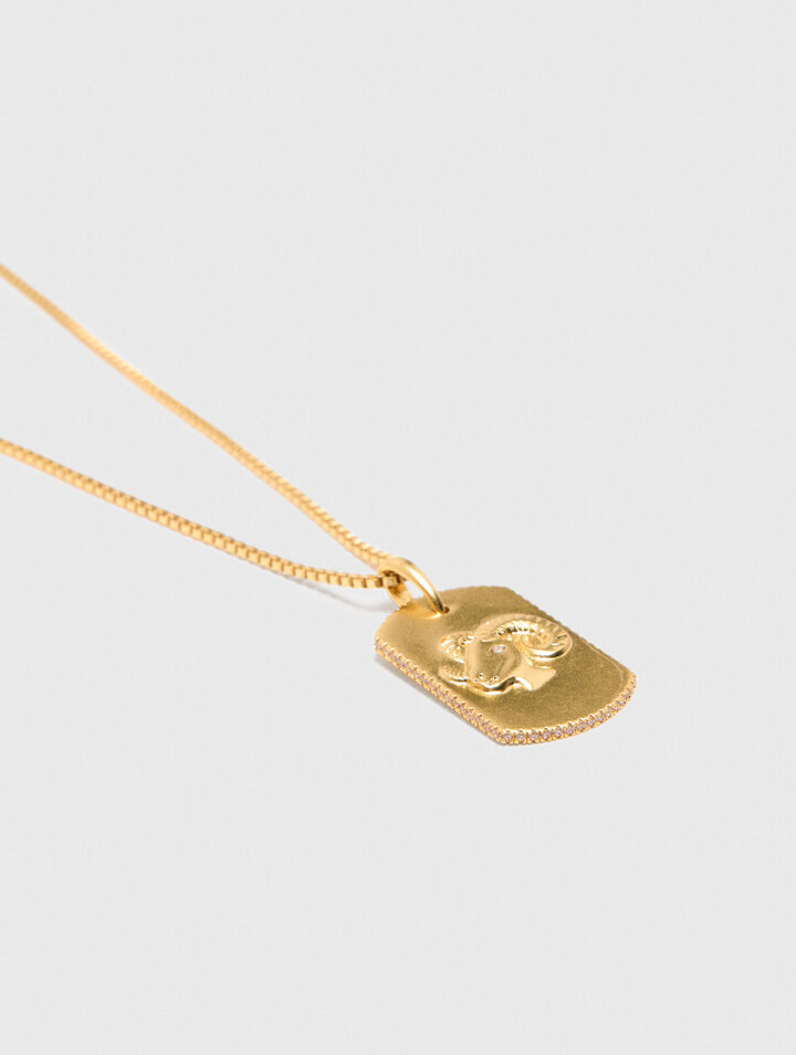 Zodiac sign plaque necklace