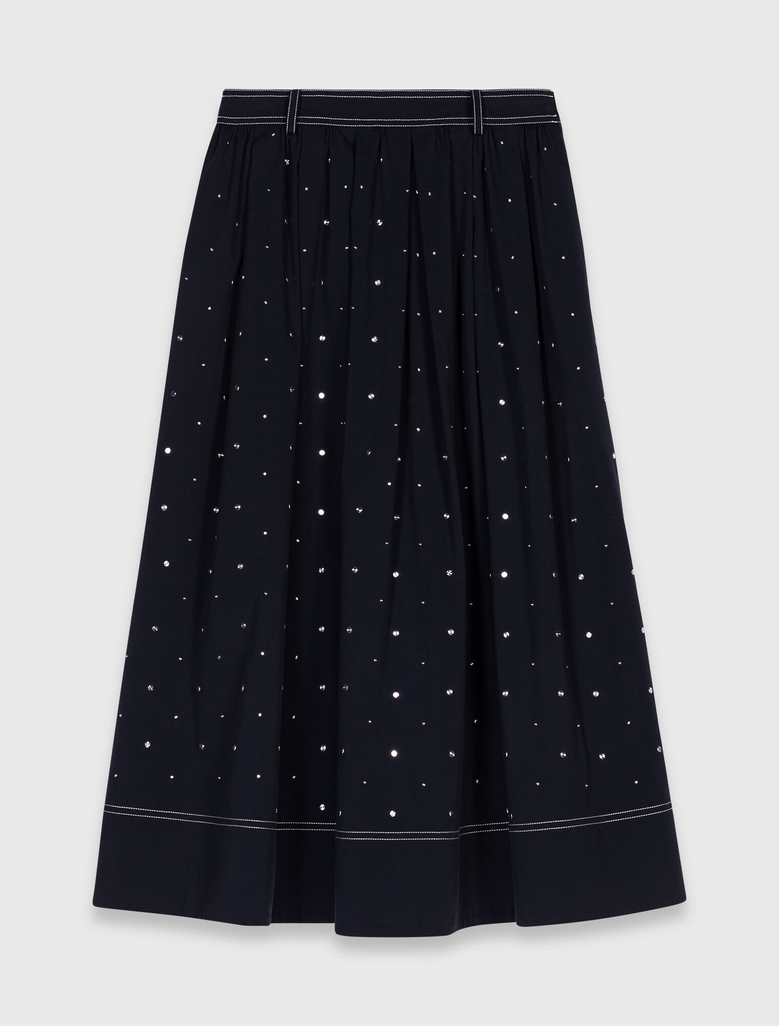 Long studded cotton skirt