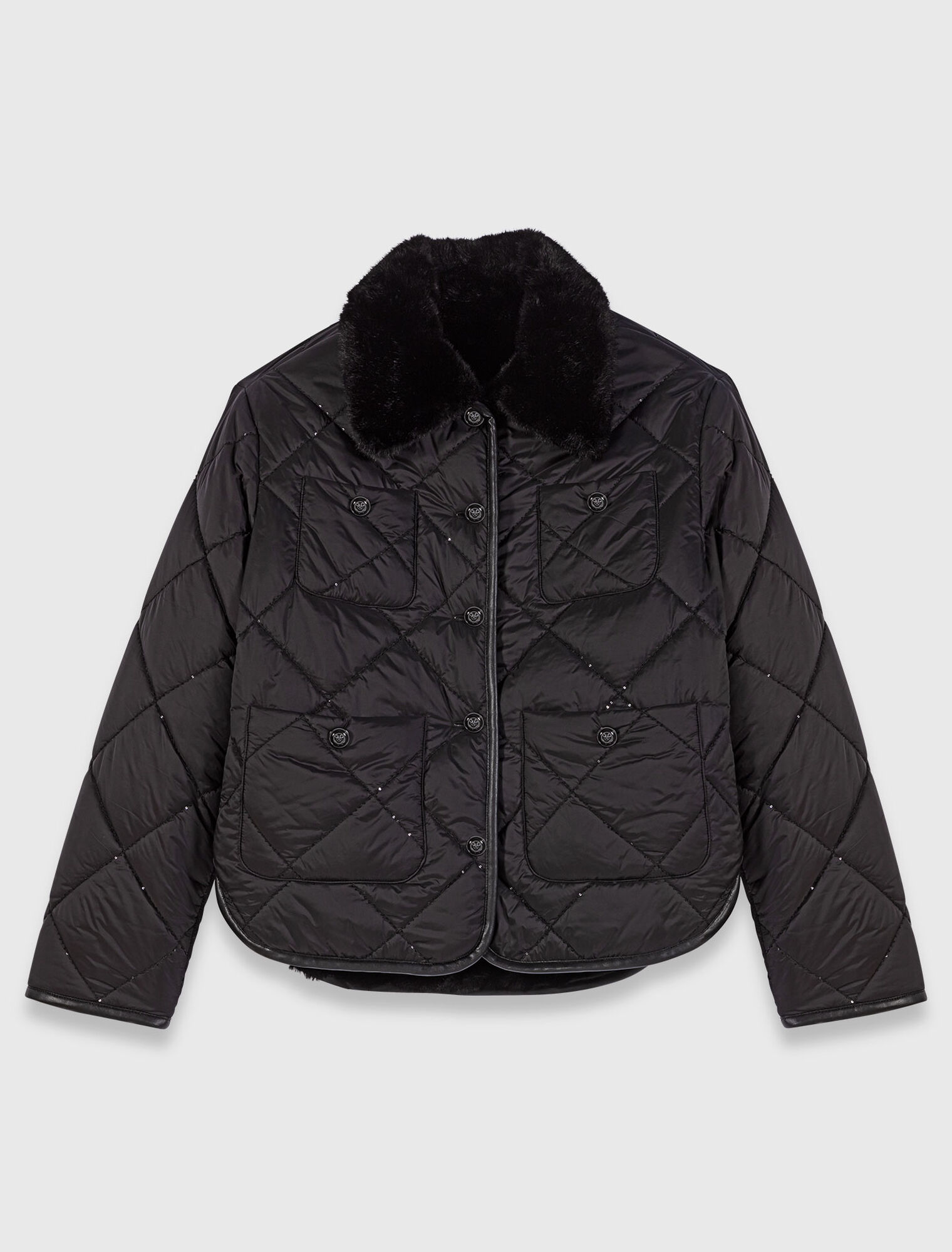 Reversible sequin puffer jacket