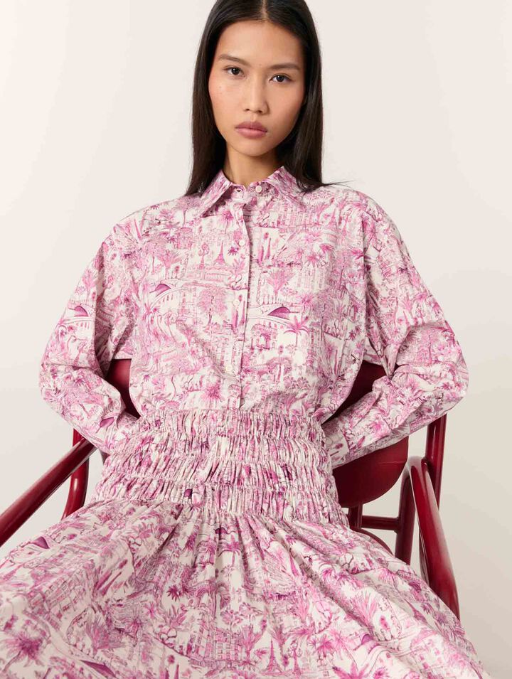 Elasticated smocked-waist skirt 