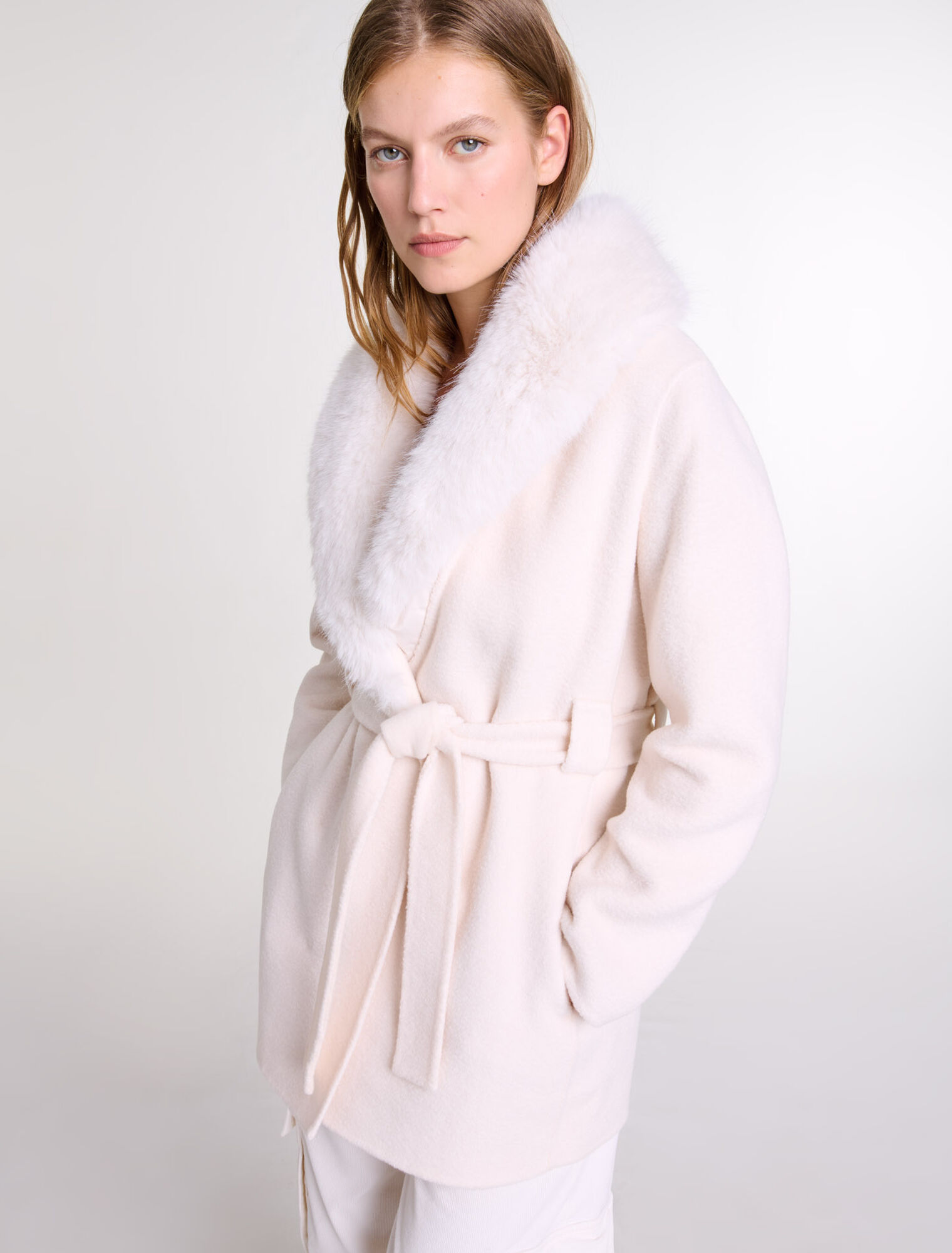 Belted short coat