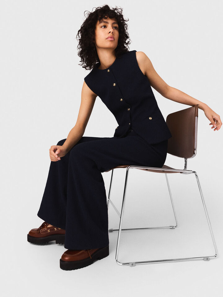 Straight-leg tweed trousers