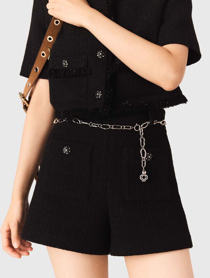 Shiny tweed shorts