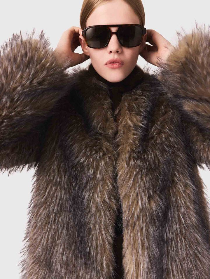 Long faux fur coat