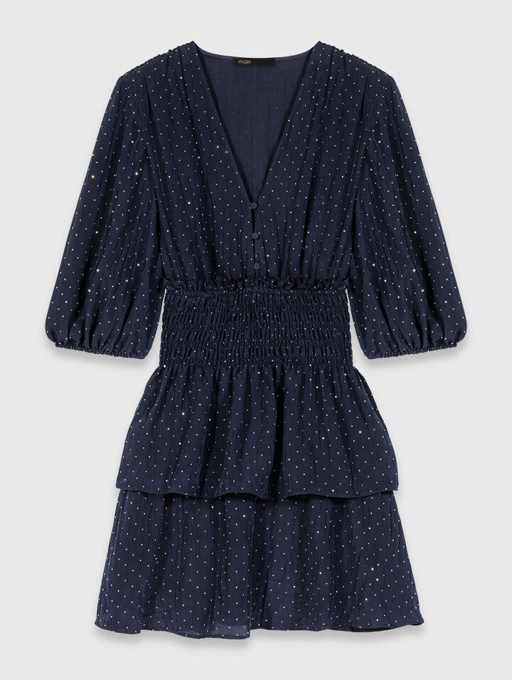 Ruffle and rhinestone dress